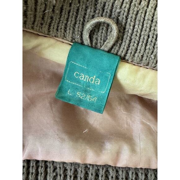 Canda Vintage Men's Cowhide Suede Leather Knit Jacket Brown Size Large C&a Rare - Picture 8 of 8